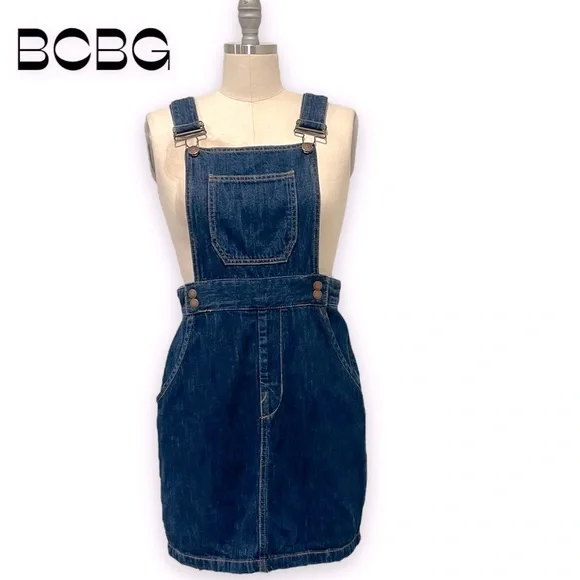 bcbgeneration denim dress BCBGeneration M SLEEVELESS BLUE DENIM Chambray DRESS 100% COTTON Jumper